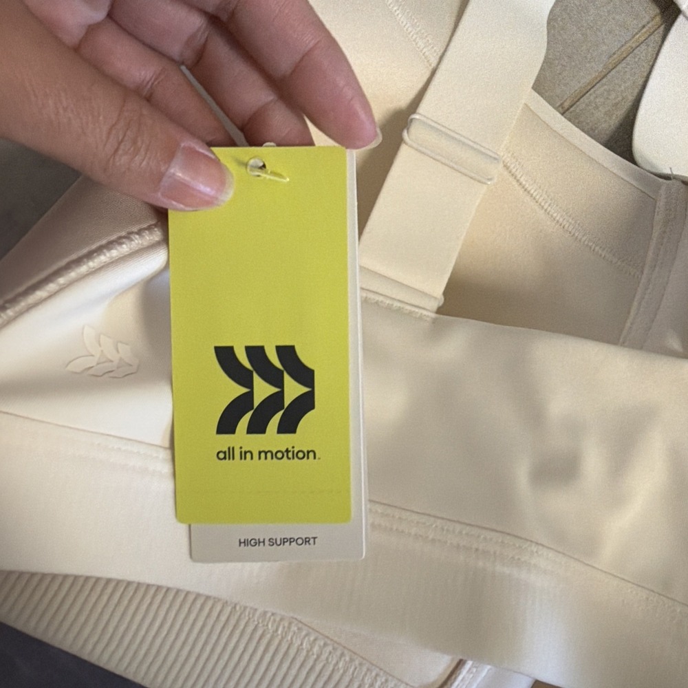 All in Motion High Support Front Zip Sports Bra Cream 38DD Adjustable Straps - Picture 6 of 10